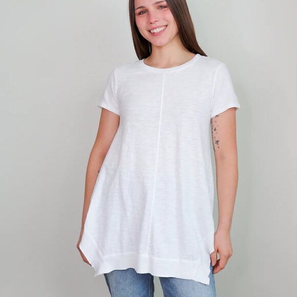 Bobi White Square Hem Tee. Size Large. New with Tag (NWT)! - Picture 1 of 11